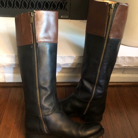 Enzo Angiolini Black and Brown Leather Boots - Picture 4 of 7